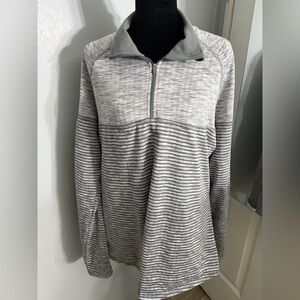 Avia Ladies Gray Striped Quarter-Zip Pullover Size 2XL